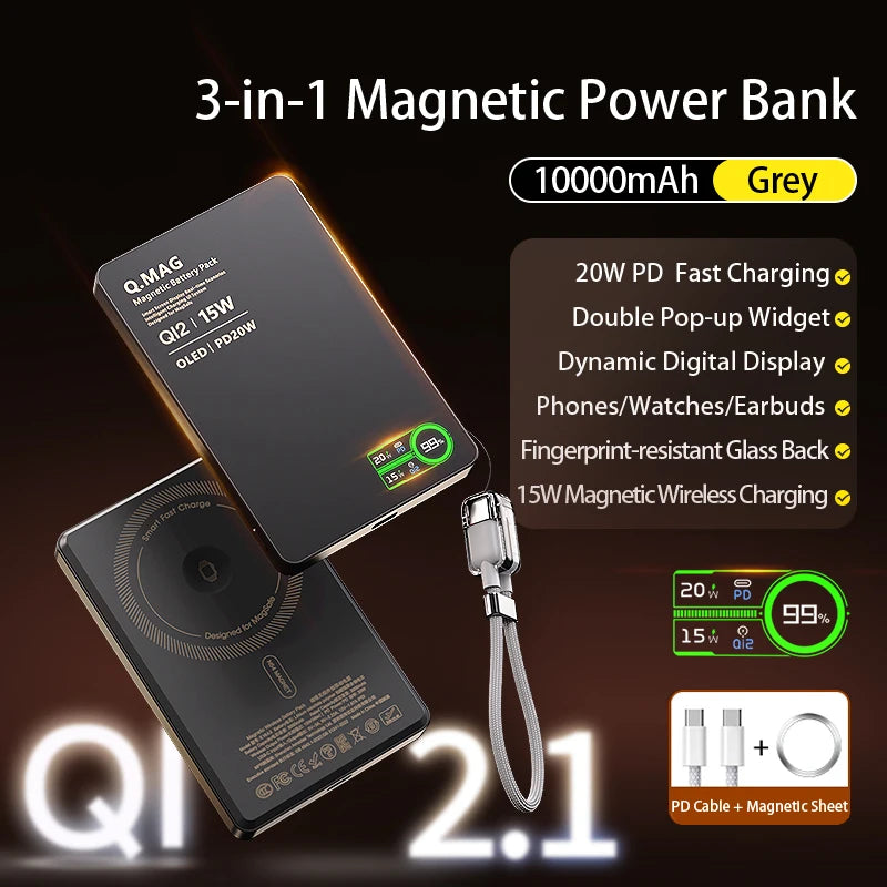 Magnetic Powerbank Wireless Fast Charing for iPhone 12-17 Pro