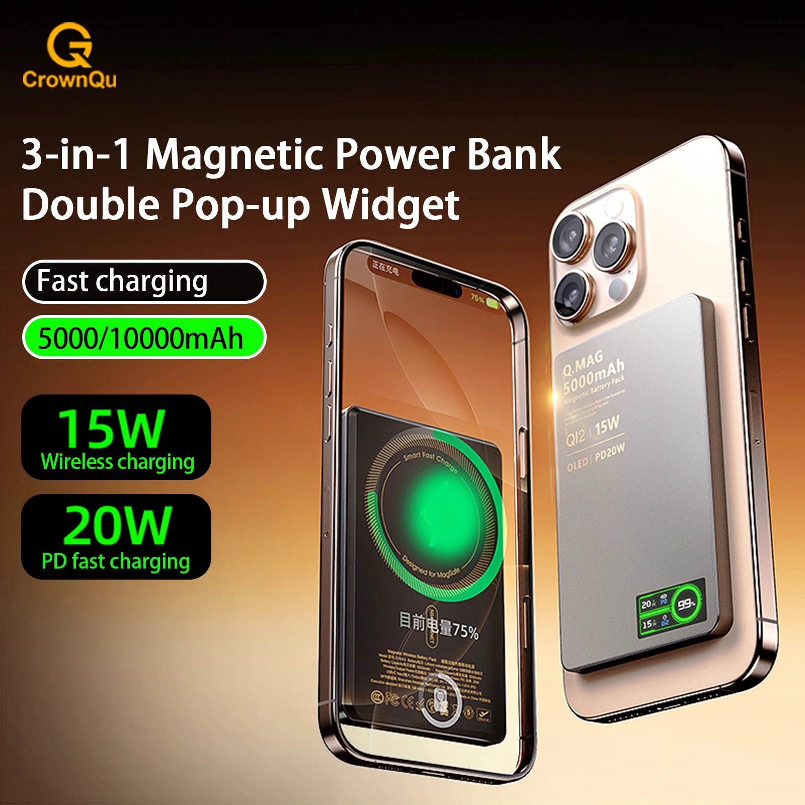 Magnetic Powerbank Wireless Fast Charing for iPhone 12-17 Pro