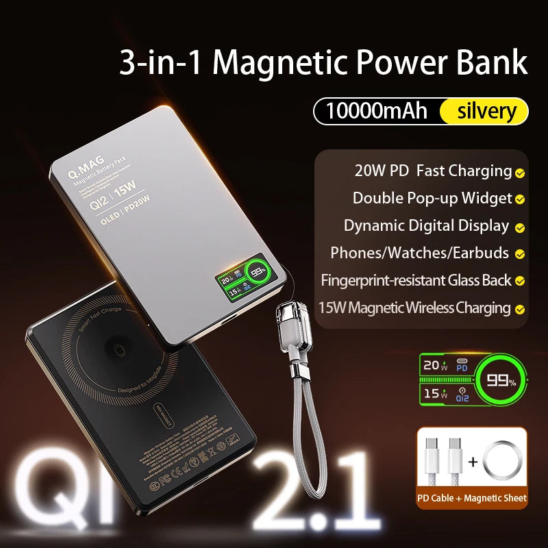Magnetic Powerbank Wireless Fast Charing for iPhone 12-17 Pro